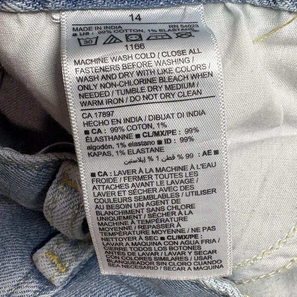 Old Navy Skinny‎ Built-In Flex Jeans Girls Size 14 Light Wash Distressed